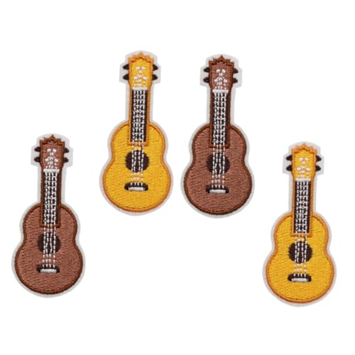 VERDANVERSE 4 Stück Teiliges Ukulele Stickerei Broschen Cartoon Design Kreative Gitarren Pins zum Anstecken an Kleidung Rucksäcke Taschen Modische und Originelle Dekoration von VERDANVERSE