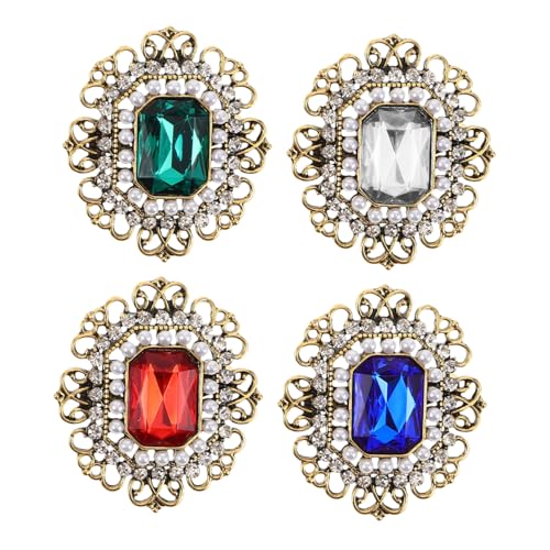 VERDANVERSE 4 Stück Teiliges Vintage Broschen für Damen Retro Legierungsbroschen mit Strass und Perle Vielseitige Brautschmuck-anstecker Elegante Corsagen für Hochzeit und Ballkleider von VERDANVERSE