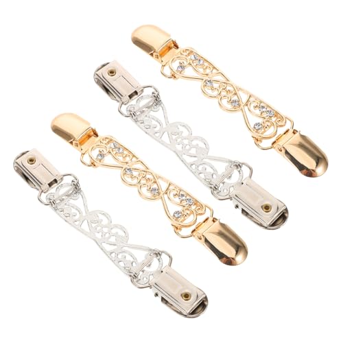 VERDANVERSE 4 Stück Vintage Sweater Clips Hautfreundlicher Legierung Sicherer Verschluss Leichter und Tragbarer Cardigan Clip mit Elegantem Hohldesign Vielseitig für Damenpullover Schals von VERDANVERSE