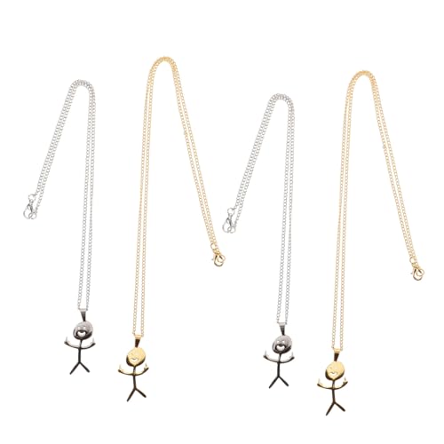VERDANVERSE 4 Stück Witzige Doodle Halskette Edelstahl Charms Kreative Lustige Anhänger Schmuck für Frauen Modisch Langlebig Auffällig von VERDANVERSE