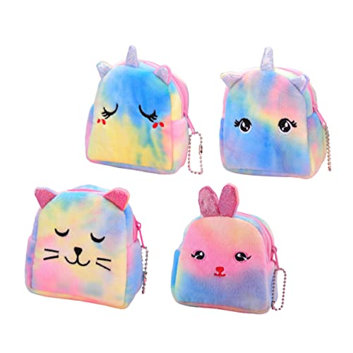 VERDANVERSE 4stücke Einhorn Geformte Münztasche Aus Plüsch Geldaufbewahrungstasche Tragbare Kleine Tasche Für Münzen Cartoon Einhorn Design Als Geschenk von VERDANVERSE