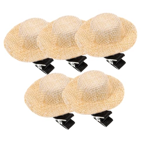 VERDANVERSE 5 Stck Teiliges Mini Strohhut Haarspangen für Mädchen Niedliche Kleine Haarclips aus Stoff und Metall Leichte Haarschmuck accessoires für Alltag Geburtstag und Hochzeit Langlebig von VERDANVERSE