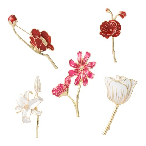 VERDANVERSE 5 Stück Blumenbroschen Legiertem Zarte Corsage Broschen für Damen Leichte Schmuck Broschen zur Dekoration von Kleidung bei Partys und Festlichen Anlässen von VERDANVERSE