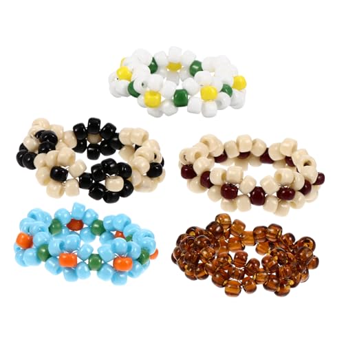 VERDANVERSE 5 Stück Damen Ringe mit Bunten Perlen Blumenringe Elastisch Feiner Schmuck für Frauen Modisch und als für Geburtstag und Feiertage Zufällige Farbe Zufällige Farbe von VERDANVERSE