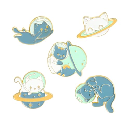 VERDANVERSE 5 Stück Niedliche Cartoon Katzenbroschen aus Kreative Anstecker für Kleidung Rucksäcke Hüte Modische Accessoires in Zufälligen Designs von VERDANVERSE