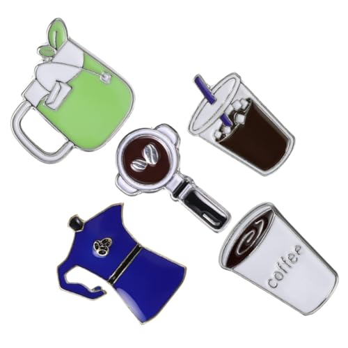 VERDANVERSE 5 Stück Teiliges Kreatives Kaffee Anstecknadel aus Langlebiger Legierung Dekorative Pins für Kleidung Rucksack und Hut Broschen mit Individuellem Design Leicht und Tragbar von VERDANVERSE