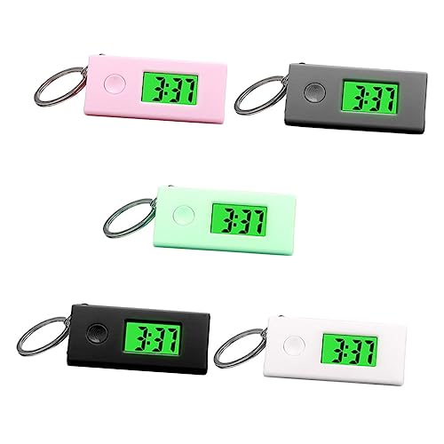 VERDANVERSE 5 Stück Teiliges Leiser Elektronischer Schlüsselanhänger Uhren mit Nachtleuchtfunktion Stoßfestes Kunststoffgehäuse Tragbar für Rucksack Lanyard für Arbeit Prüfungen und Outdoor von VERDANVERSE
