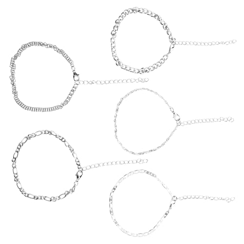 VERDANVERSE 5 Stück Teiliges Metall Fußkettchen Verstellbar Modisches Damen Schmuck Strandparty Festival Fußkette Elegant Langlebig Stilvoll von VERDANVERSE