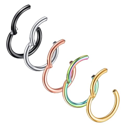 VERDANVERSE 5 Stück Teiliges Nasenring aus Geschlossene Nasenhoops in Schwarz Gold und Roségold Hautfreundlicher Piercingschmuck für Frauen und Mädchen Schmerzfrei Tragbar von VERDANVERSE