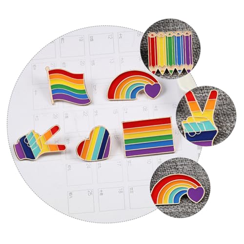 VERDANVERSE 5 Stück Teiliges Regenbogen Broschen aus Lgbt Pride Anstecknadeln mit Kreativen Symbolen Modische Kleidung Accessoires für Damen und Herren für Paraden und Events von VERDANVERSE