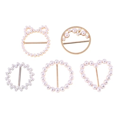 VERDANVERSE 5stücke Schnalle T-shirt Clips Schal Krawatte Ring Verschluss Aus Legierung Mit Kunstperlen Für Damen Mädchen Kleidung Gürtel Schals Und T-shirts von VERDANVERSE