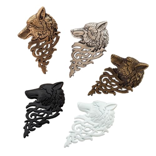 VERDANVERSE 5 Stück Teiliges Vintage Wolfskopf Anstecknadeln aus Langlebiger Legierung Modische Retro Broschen für Herren Vielseitige Accessoires für Anzug Party Hochzeit und Zufällige Farbe von VERDANVERSE