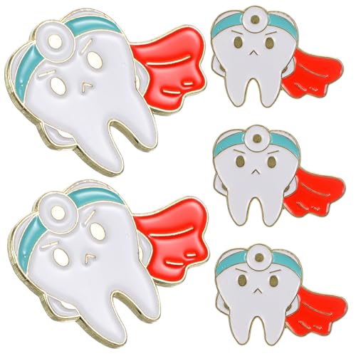 VERDANVERSE 5 Stück Teiliges Zahn-broschen aus Metall Niedliche Cartoon-anstecker Dekorative Pins für Kleidung und Taschen Modische Broschen für Frauen als Geschenk Unterstützung der von VERDANVERSE