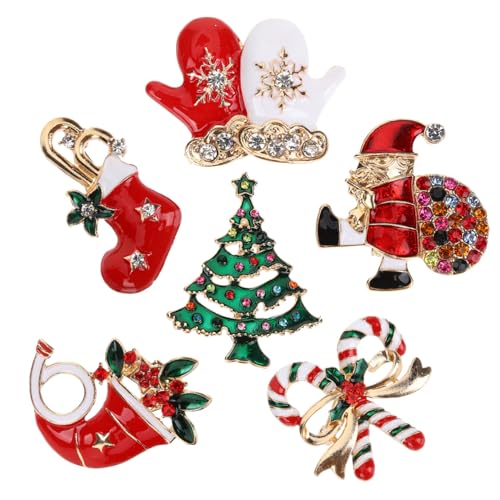 VERDANVERSE 6 Stück Anstecknadel weihnachtsschmuck nadeln Frauen Kleidung Brosche Weihnachtsbroschen Ornament Weihnachten Broschennadel für Damen Broschen für Kleidung Feiertagsstift Legierung von VERDANVERSE