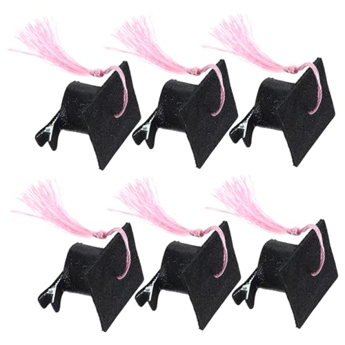 VERDANVERSE 6 Stück Teiliges Abschluss Hut Haarclips mit Quasten Mini Haarspangen für Abschlussfeiern Haaraccessoires für Graduierungsfeiern Rosa Abschlusskappen Haarschmuck von VERDANVERSE