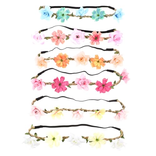 VERDANVERSE 6 Stück Teiliges Braut Blumenhaarband Farbenfroher Blumenkranz Stirnband Leichter Hochzeitsschmuck für Frauen und Mädchen Geeignet für Festival Party Fotoshooting und Urlaub von VERDANVERSE