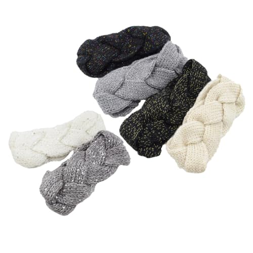 VERDANVERSE 6 Stück Teiliges Damen Winter Stirnband Gestrickte Warme Ohrenschützer mit Zopfdesign Elastisch und Angenehm Modisch für Kalte Tage Geeignet für Frauen und Mädchen Vielseitig für von VERDANVERSE