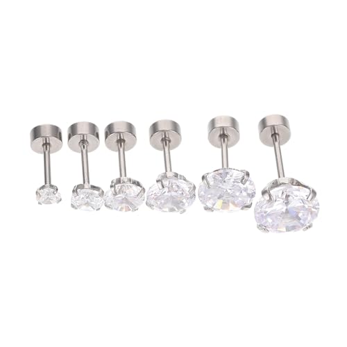 VERDANVERSE 6 Stück Teiliges Herren Ohrstecker aus Rostfreiem Knorpel Ohrschmuck mit Zirkonia Langlebig Korrosionsbeständig Modisch und für Alltag und Besondere Anlässe von VERDANVERSE