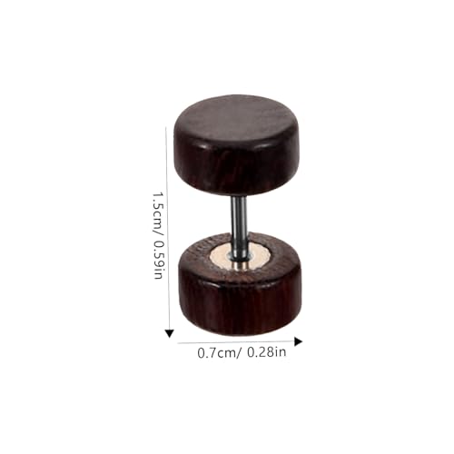 VERDANVERSE 6 Stück Teiliges Holzdumbbell Ohrstecker Braun Herren Ohrringe Fake Gauge Edelstahl Ohrpiercing Modisch von VERDANVERSE