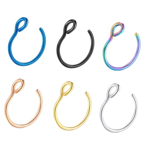VERDANVERSE 6 Stück Teiliges Nasenringe aus Damen Nasenpiercing Schmuck in Roségold Silber Gold und Dunkelblau Nasenstecker für Stilakzente von VERDANVERSE