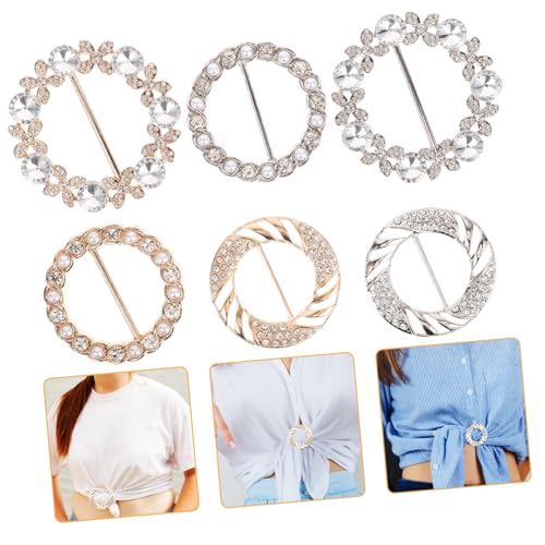 VERDANVERSE 6 Stück Teiliges Runde Strass Schalclips aus Metall Vielseitige Tuchspangen für Damen Verstellbare Halstuch und Kleidungsdekoration mit Glänzenden Akzenten Schmuckverschlüsse von VERDANVERSE