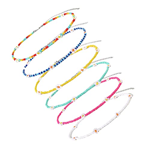 VERDANVERSE 6 Stück Teiliges Set Blumen mit Perlen für Damen Trendige Ästhetische Ketten im Hawaii Stil für Teenager und Besondere Anlässe von VERDANVERSE