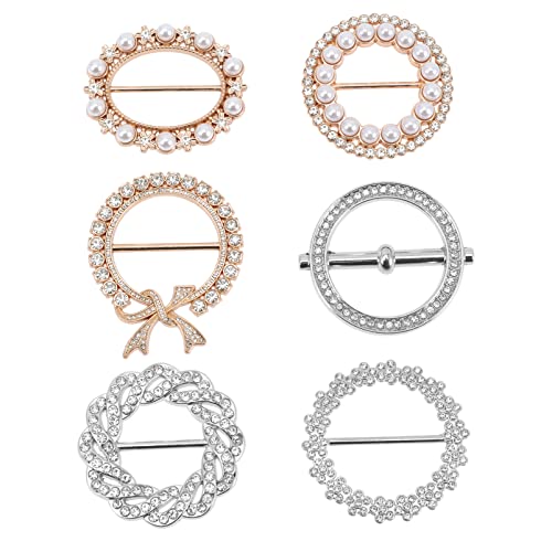 VERDANVERSE 6 Stück Teiliges T Shirt Ring Clips Krawatten Clips mit Strass für Damen Runde Schnallen für Kleidung und Schals für Oversize Shirts und von VERDANVERSE