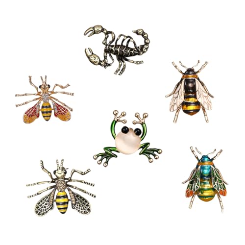 VERDANVERSE 6 Stück Teiliges Vintage Tier und Insekten Broschennadel Kreative Anstecknadeln für Kleidung Damen Modeaccessoires Passend zu Kleid Pullover Schal und Hut von VERDANVERSE