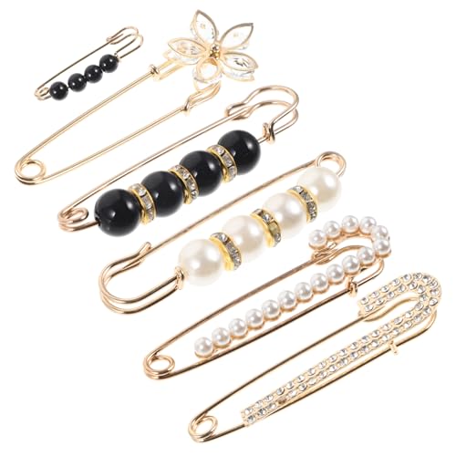VERDANVERSE 6 Stück Hosenbroschen Clips für Damen Perlen Sicherheitsnadeln Verstellbare Bundversteller für Kleider und Hosen Dekorative Broschennadeln Einfache Anwendung für Eleganten Look von VERDANVERSE