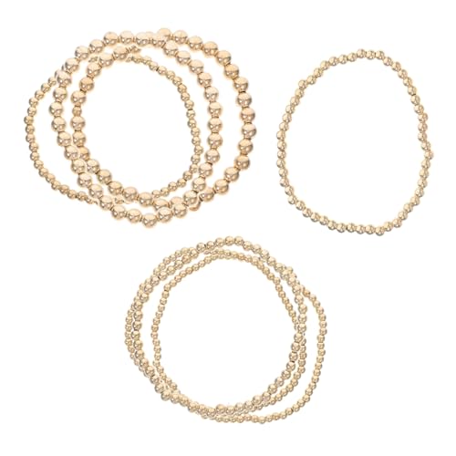 VERDANVERSE 7 Stück Teiliges Armband Set Goldenem Schmuck Chunky Elastische Perlenarmbänder für Damen Vielseitig Schichten oder Einzeltragen für zu Besonderen Anlässen von VERDANVERSE