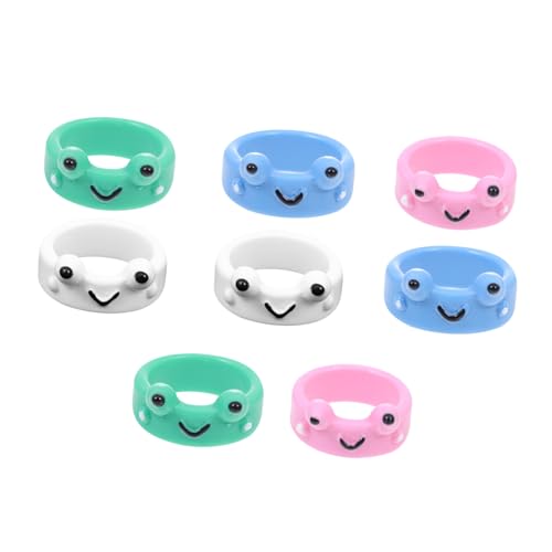 VERDANVERSE 8 Stück Teiliges Damen Cartoon Frosch Fingerringe aus Hochwertigem Kunststoff Ergonomisch Glatte Oberfläche Komfortabel Modisch für Frauen und Mädchen von VERDANVERSE