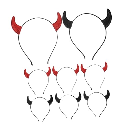 VERDANVERSE 8stücke Teufelshörner-stirnband Glitzer-dämonenhörner-haarband Kostüm-accessoire Halloween-kopfbedeckung Ziegenhörner-stirnband Für Karneval Maskerade Und Kostümparty von VERDANVERSE