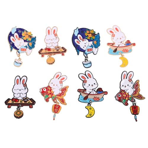 VERDANVERSE 8 Stück Teiliges Kaninchen-broschen Zinklegierung Niedliche Cartoon-designs Emaille-anstecker für Jacken Schals Rucksäcke Vielseitiger Modeschmuck Geschenk für Frauen von VERDANVERSE