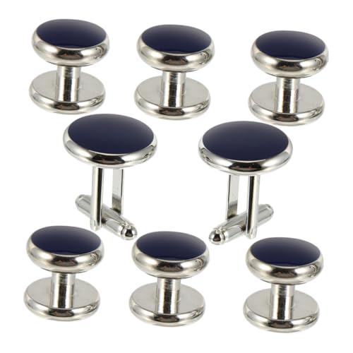 VERDANVERSE 8 Stück Teiliges Manschettenknöpfe Set für Herren Französische Manschettenknöpfe und Hemdknöpfe mit Emaille für Hochzeiten Business und Formelle Anlässe von VERDANVERSE