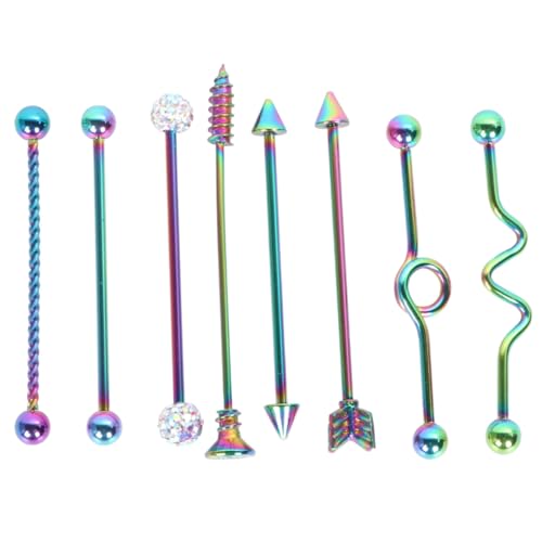 VERDANVERSE 8 Stück Teiliges Ohrstecker Industrial Barbell Design Bunte Schraub Ohrringe für Damen und Herren Modisches Piercing Schmuck Hautfreundlich und Langlebig von VERDANVERSE