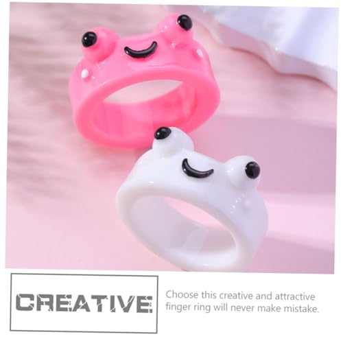 VERDANVERSE 8 Stück Teiliges Resin Frosch Ringe Niedliche Cartoon Tier Schmuck Dekorative Kleine Fingerringe Farblich Sortiert Froschringe für Damen und Mädchen Zufällige Zufällige Farbe von VERDANVERSE