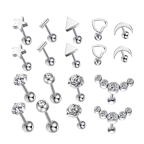 VERDANVERSE 9 Paare Herz Ohrstecker Teiliges Set Eleganter Piercing Schmuck für Damen Ohrringe für Alltag und Partys Hypoallergen und von VERDANVERSE