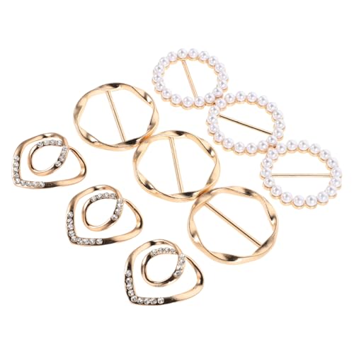 VERDANVERSE 9 Stück Teiliges Schalring Clip mit Perlen und Strass Metall T Shirt Clips zur Kleiderfixierung Modische Langlebige Klammern für Damen Shirt Schal Pullover Vielseitig und von VERDANVERSE