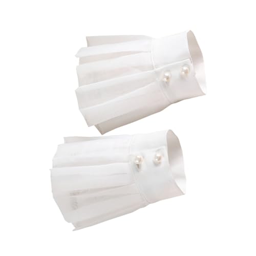 VERDANVERSE Abnehmbare Spitzen deko Ärmelmanschetten Damen Transparente Netz blumenbesatz Modische Fake für Party Kostüm und Alltag Weiß von VERDANVERSE