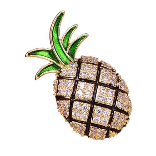 VERDANVERSE Anstecknadel Brosche aus Kupfer und Zirkonia Langlebiges Ansteck Accessoire in Goldener Ananasform für Damen und Herren Vielseitiges Schmuckstück für Formelle Kleidung und von VERDANVERSE