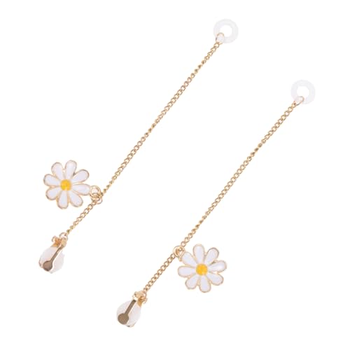 VERDANVERSE Anti lost Earphone Holder Chain mit Zarter Gänseblümchen dekoration Kabellose Ohrclip halterung für Sicheren Sitz Beim Sport Modisches Schmuckaccessoire Weiß von VERDANVERSE