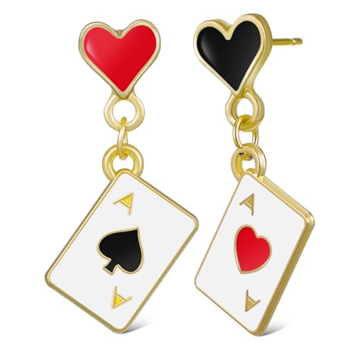 VERDANVERSE Asymmetrische Herz Dangle Ohrringe für Damen Leicht Kreatives Design Poker Spielkarten Form Lange Tropfenohrringe Schmuck Ergänzung für Alltag und Party VERDANVERSE Asymmetrische Herz Dangle Ohrringe für Damen Leicht Kreatives Design Poker Spielkarten Form Lange Tropfenohrringe Schmuck Ergänzung für Alltag und Party von VERDANVERSE