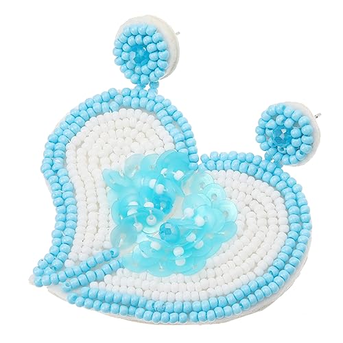 VERDANVERSE Asymmetrische Vintage Ohrringe Damen Handgefertigte Perlen Blumen Ohrhänger Herzförmige Dangle Creolen Modischer Schmuck für Alltag und Besondere Anlässe von VERDANVERSE