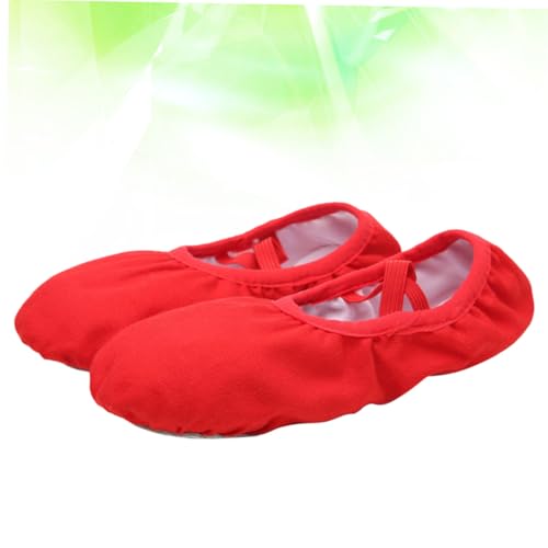 VERDANVERSE Ballettschläppchen mit Weicher Rutschfester Sohle Elastischem Riemen Atmungsaktiv Leicht für Damen Mädchen Ballett Yoga Tanzübungen Rot von VERDANVERSE