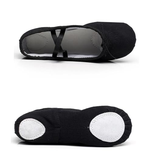 VERDANVERSE Ballettschuhe Canvas Leicht rutschfest mit Elastischem Band Atmungsaktiv und Flexibel Geeignet für Yoga Ballett Modern Dance Schwarz von VERDANVERSE