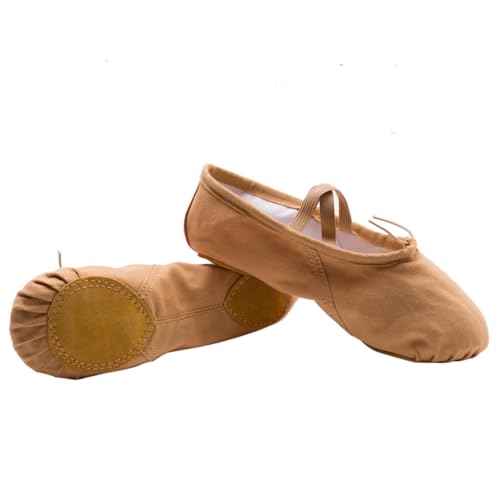 VERDANVERSE Ballettschuhe Damen Leichte Yogaballet Dance Shoes mit Elastischem Band Atmungsaktiv Geteilte Ledersohle rutschfest für Ballett Yoga Modern Dance von VERDANVERSE