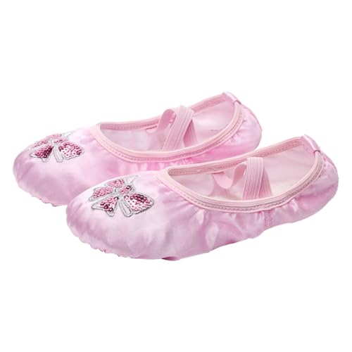 VERDANVERSE Ballettschuhe aus Satin mit Stickerei und Pailletten rutschfeste Geteilte Wildledersohle Elastisches Band Geeignet für Ballett Jazz Turnen Yoga und Tanztraining von VERDANVERSE