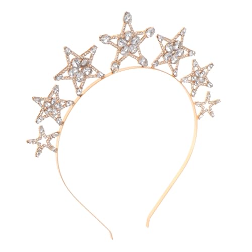 VERDANVERSE Barock Haarreif mit Sternenbesatz Goldfarbenes Stabiles Stirnband für Damen Leichter Brautschmuck für Hochzeit Geburtstag Abschlussball und Festliche Anlässe von VERDANVERSE