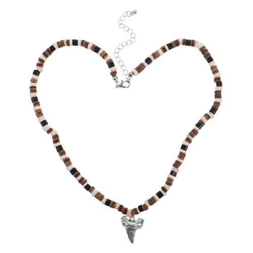 VERDANVERSE Beaded Choker Halskette aus Holz mit Anhänger Leichte und Robuste Surfer Kette für Damen und Herren Hiphop Style Schmuck für Sommer Strand Look von VERDANVERSE