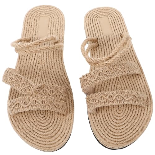 VERDANVERSE Bequeme Flache Sandalen Damen Sommer Pantoletten mit Geflochtener Sohle Atmungsaktive Leichte Sommerschuhe für Strand Alltag und Freizeit Modische Frauen Slides von VERDANVERSE